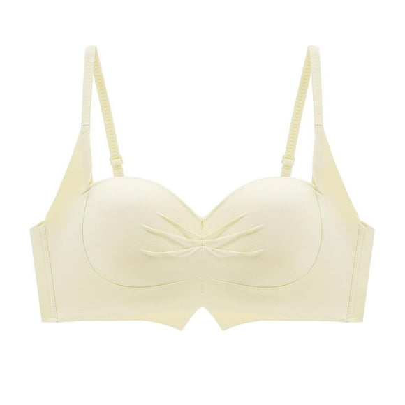 RXMEKW Push Up Bra for Women No Steel Ring Solid Color Breathable Daily Underwear Beige Size 32