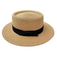 thumbnail image 5 of French flat topped straw hat, women's big head circumference, beach top hat, woven sun protection hat, summer, 5 of 9