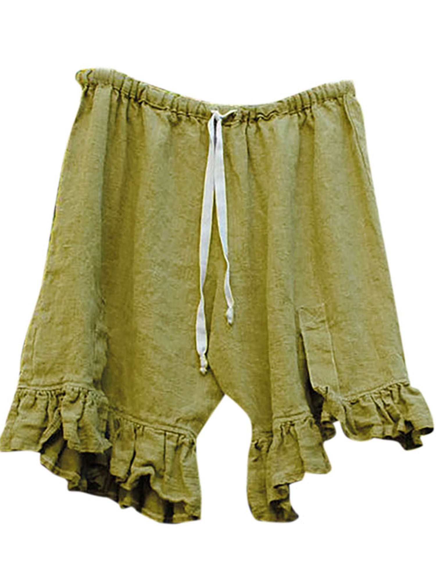 casual loose plain elastic waist shorts