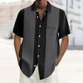 thumbnail image 2 of MQLKF Mens Vintage Bowling Shirts 1950s Casual Short Sleeve Button Up Contrast Shirt Summer Color Block Cuban Shirts Fashionable Handsome Breathable Men's Shirt Top, 2 of 4