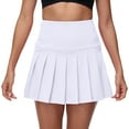 thumbnail image 2 of Pdbokew Women's Pleated Tennis Skirt Golf Skirt Athletic High-Waisted Belted Pocket Lined Shorts Fitness White L, 2 of 7