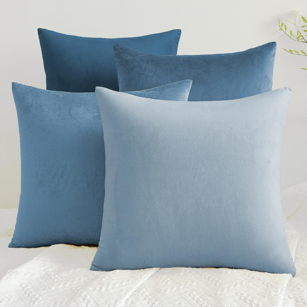 Nmkwnr Set of 2 Solid Color Throw Pillow Covers Decorative Square Velvet Soft Pillow Case Cushion Cover for Living Room Bed Couch Bedroom Sofa, 16"x16"