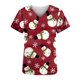 thumbnail image 5 of Blusa de manga corta con cuello en V para mujer, uniforme con bolsillos estampados navideños, blusa de enfermería Pompotops hkajfhjk473153, 5 of 5