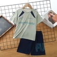 thumbnail image 4 of OOOUM Boys 2 Piece Matching Clothing Set Breathable Ice Silk Short Sleeve Sports Sets Cool Comfort Sports Outfits Sets Green 7-8 Years, 4 of 9
