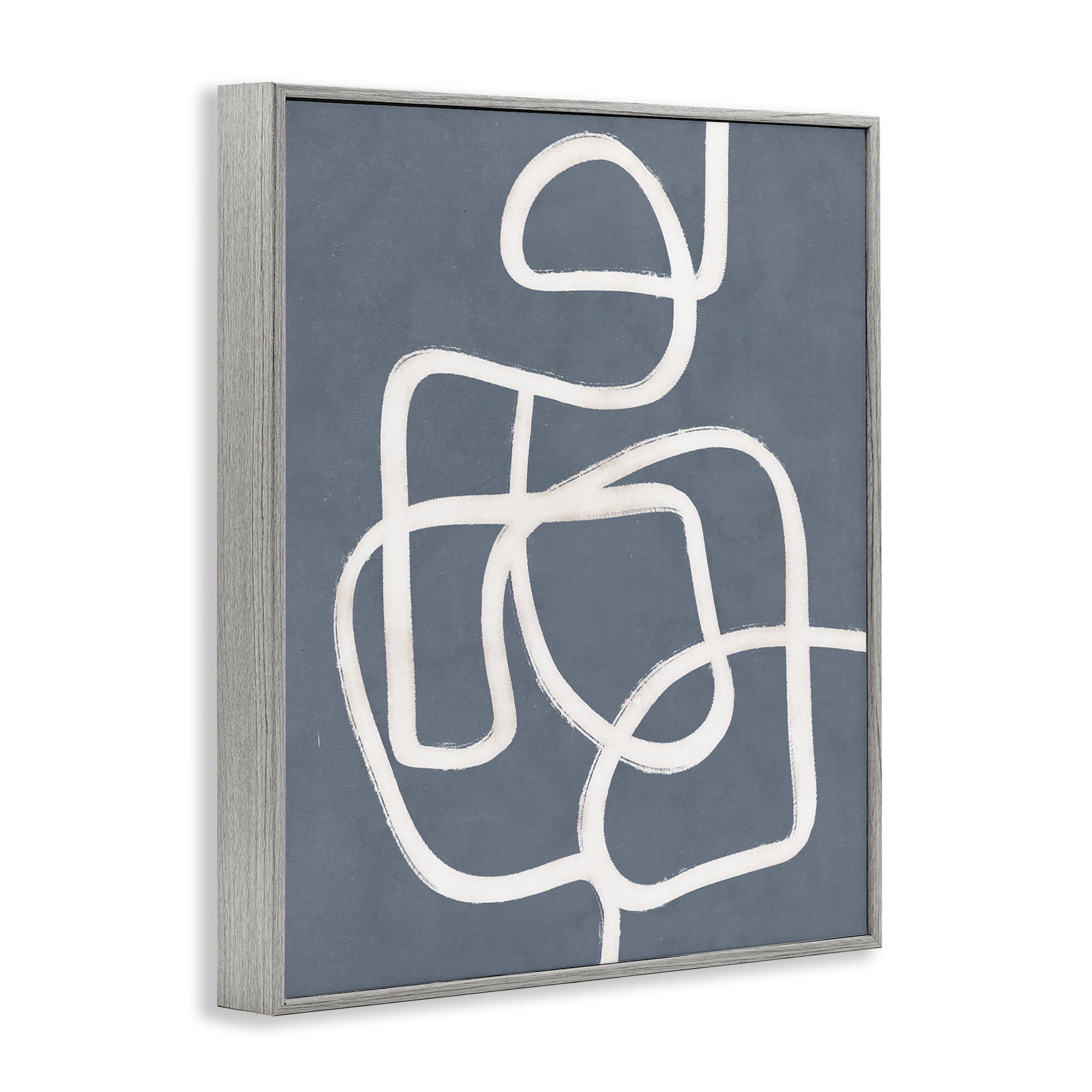 Stupell Industries Blue Freeflow Line Abstract Painting Gray Framed Art Print Wall Art, 16 x 20