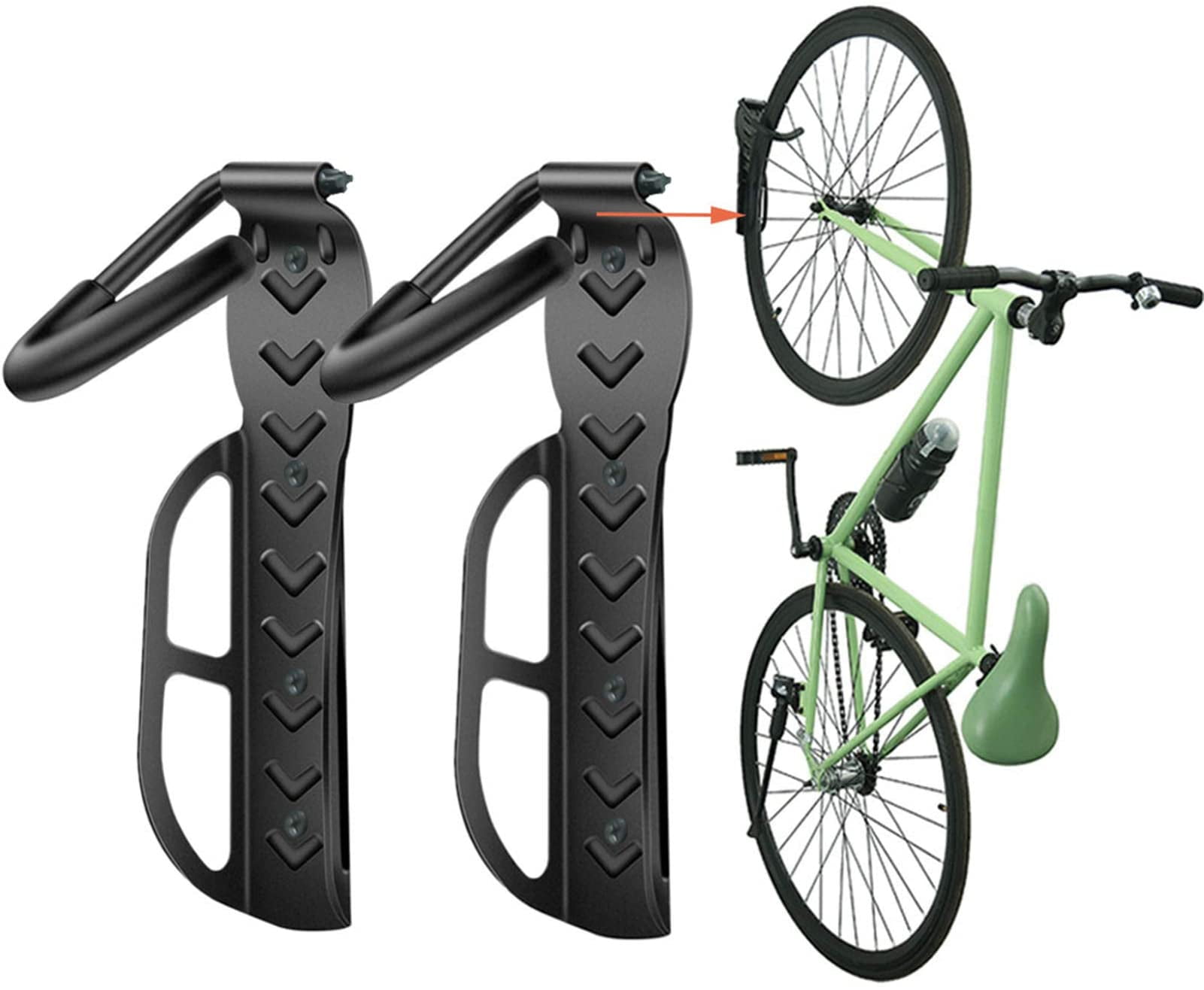 Ibera Bicycle Wall Mount Hook Bike Adjustable Steel Garage Storage Hanger Rack 