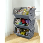 Buyitt Plastic Stackable Storage Baskets Ser of 3