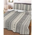 thumbnail image 3 of Quilts Full Size, Boho Stripes, Soft Comforter Bedding Set for Bed, Beige Geometric Modern Flower Stripe Lightweight Quilted Bedspread with Pillow Cover(2 Pieces) for All Season, 78x90 Inch, 3 of 6