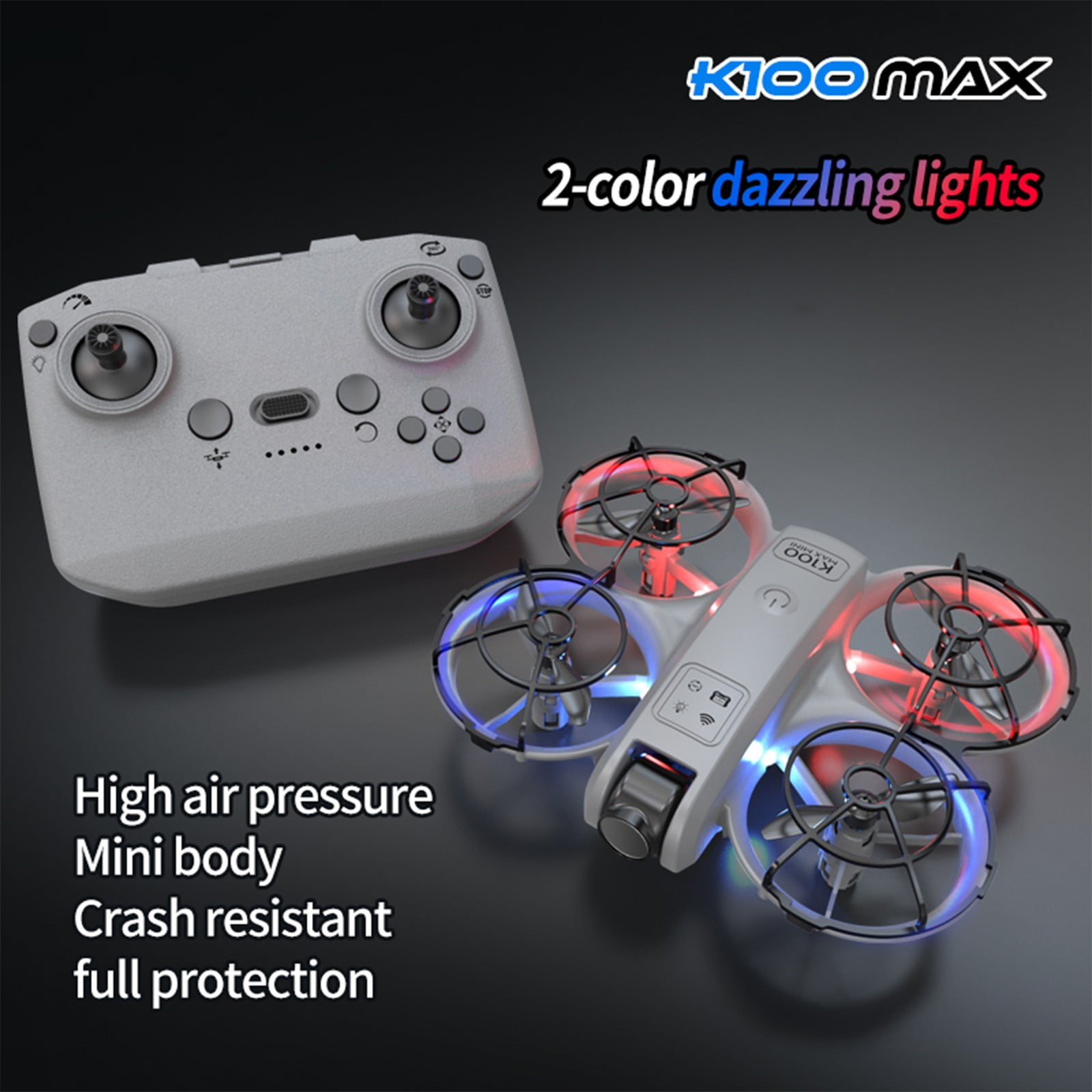 LED Light Drone with Altitude Hold, Headless Mode and One Key Takeoff, 2.4G RC Quadcopter for Boys Girls, Beginner-Friendly Flying Toy with Propeller Guards and 3 Speeds