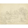 thumbnail image 2 of Benjamin West 24x19 Black Ornate Framed Double Matted Museum Art Print Titled: Landscape at Henstead, 2 of 5