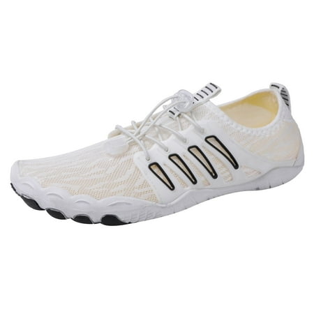 

Yindaity Footwear Barefoot Water Shoes for Women Men Barefoot Shoes Quick Dry Athletic Hiking Sports Travel Shoes Breathable & Non-Slip Wide Toe Box Swim Shoes(White 7.5)