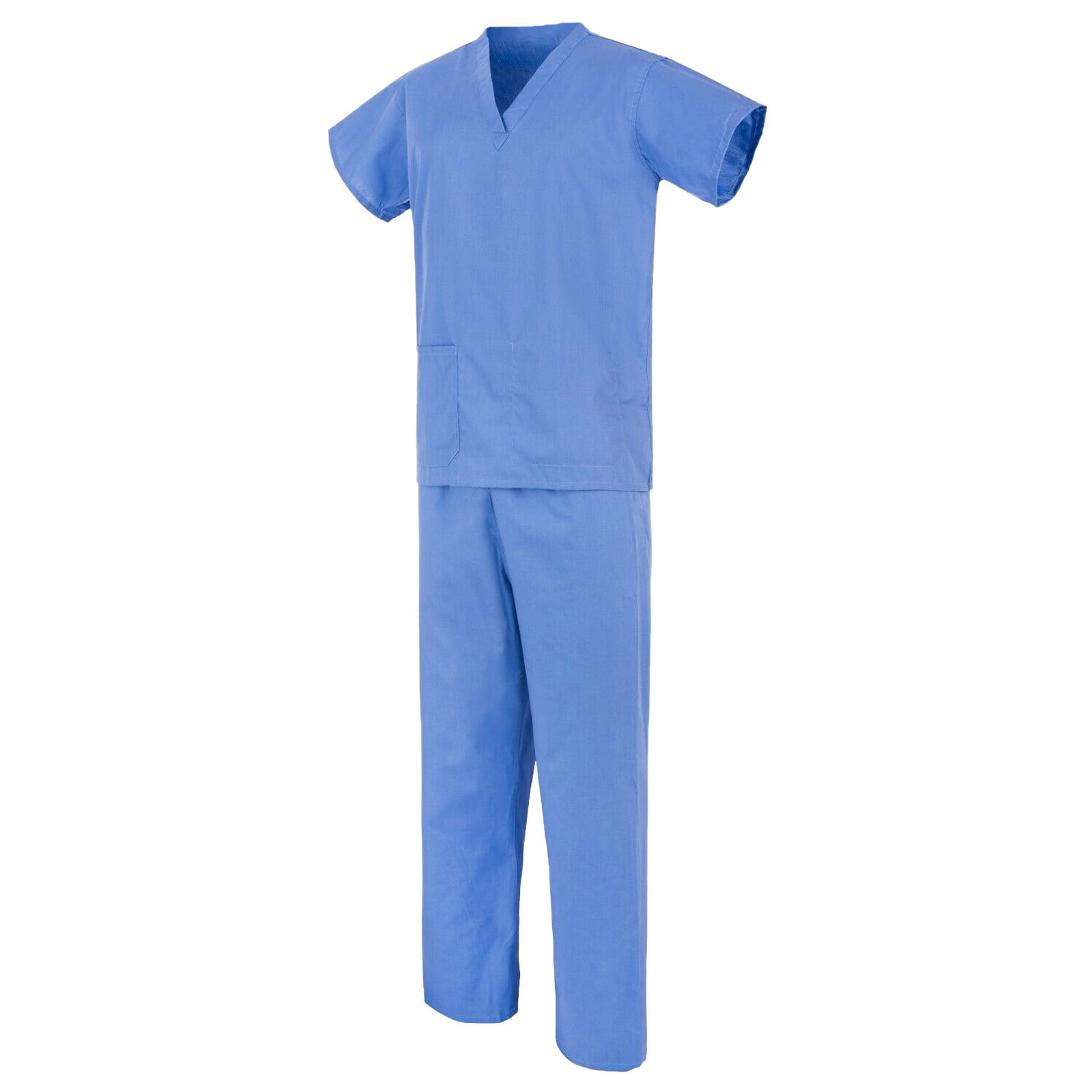 Men Scrub Set Doctor Surgery Suit Medical Work Short Sleeve Comfort Tops Pants 