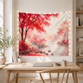 thumbnail image 5 of Red Maple Tree on Calm Water in Misty Forest, Serene Watercolor for Nature Lovers, Autumn Landscape Art Decor, Anniversary Gift, Tapestry Wall Hanging for Bedroom and Living Room, 5 of 7