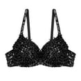 thumbnail image 6 of Moggemol Women's Sparkle Sequins Beading Padded Push Up Bra Tops for Belly Dance Rave Cabaret Party Black 36/80, 6 of 7