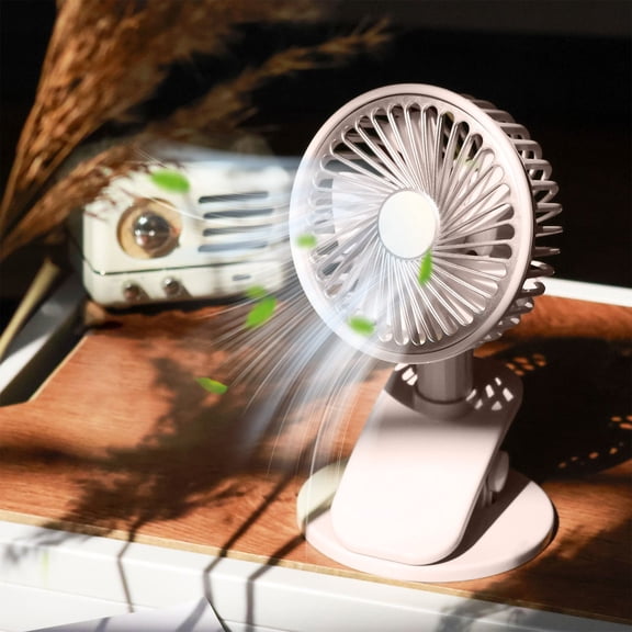 HOARBOEG USB Clip-On Fan Rechargeable Desk Fan with Clip Small Desktop Fan with 3 Speeds 500mAh Batter，Low Noise & 360° Rotation Person Cooling Fan Summer Cooling Gift for Women and Men