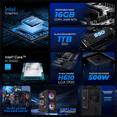 thumbnail image 3 of Computadora Escritorio Completa Xtreme PC Gaming Intel Core i5 12400 16GB SSD 1TB Monitor Curvo 23.8 100Hz WIFI Black juegos casuales, trabajo y estudio, 3 of 6
