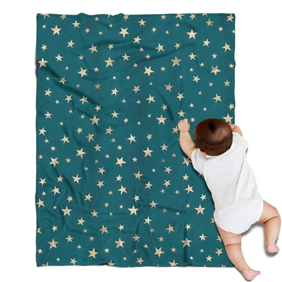 Teal Christmas Star Pattern Blanket,Comfortable Soft Flannel Throw Blanket,All Season,Warm Lightweight Blankets for Sofa Bed Couch Living Room Chair,30"x40"