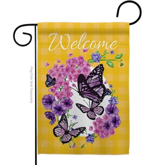 Angeleno Heritage G135032-BO Welcome Butterflies Bouquet Friends Double-Sided Decorative Garden Flag, Multi Color