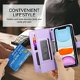 thumbnail image 4 of Allytechgroup Wallet Case for Apple iPhone 12 / 12 Pro, 9 Cards Holder + Zipper Pocket + Hand Wrist Shockproof Stand Flip Cover RFID Blocking Phone Case for Women Men, Purple, 4 of 7
