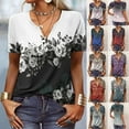 thumbnail image 3 of Fall Blouses for Women Daily Trendy Ethnic Print Button Tops Ladies Loose V Neck Long Sleeve Shirt, 3 of 3