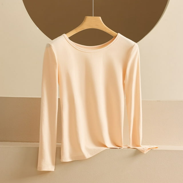 Miqool Chemises à Manches Longues pour Femmes Col Rond Hauts Thermiques Couche de Base T-Shirts