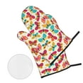 thumbnail image 2 of Oven Mitts and Pot Holders 4 Piece, Colorful butterflies A High Heat Slip Resistant Oven Mitt and Trivets Set Kitchen Oven Glove Pot Holders for Cooking Baking Grilling, 2 of 7