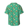 thumbnail image 2 of Xecao offers the Bulldog Puppy Flower for Men's Casual Short-sleeved Shirt, a button-up collared shirt with a pocket, perfect for beach vacations and yacht travel in the 4X-Large size., 2 of 7