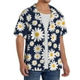 thumbnail image 2 of Hirioo Daisy Floral for Men's Cuban Collar Short Sleeve Shirt Button Down Shirt Beach Summer Shirts Wedding Vacation Shirts-4X-Large, 2 of 5