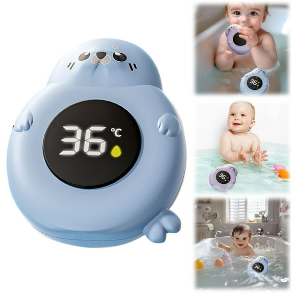ZMKIAG Baby Bath Thermometer with LED Display, Floating Seal Toy, 2-in-1 Water Safety Sensor for Infants, Bath Tub Temperature Monitor, Cute Floating Baby Bath Toy