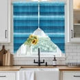 thumbnail image 4 of Turquoise Teal Ombre Kitchen Window Curtains, Swag Curtains Valance for Bedroom Living Room Bathroom, Farmhouse Modern Abstract Striped Rod Pocket Window Curtain Block Drapes 2 Panels 36"x63", 4 of 9