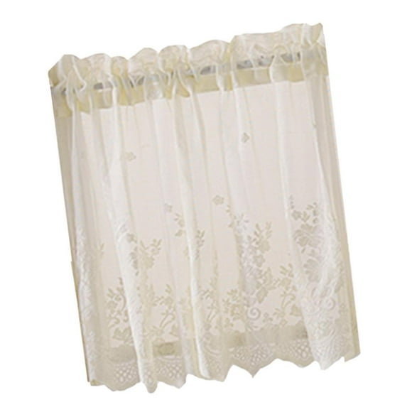 Cenefa de media cortina transparente de cocina con niveles de ventana de Zulema Niveles de ventana de encaje bordado