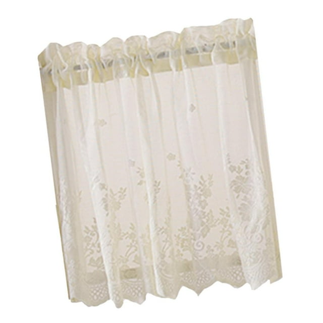Cenefa de media cortina transparente de cocina con niveles de ventana de Zulema Niveles de ventana de encaje bordado
