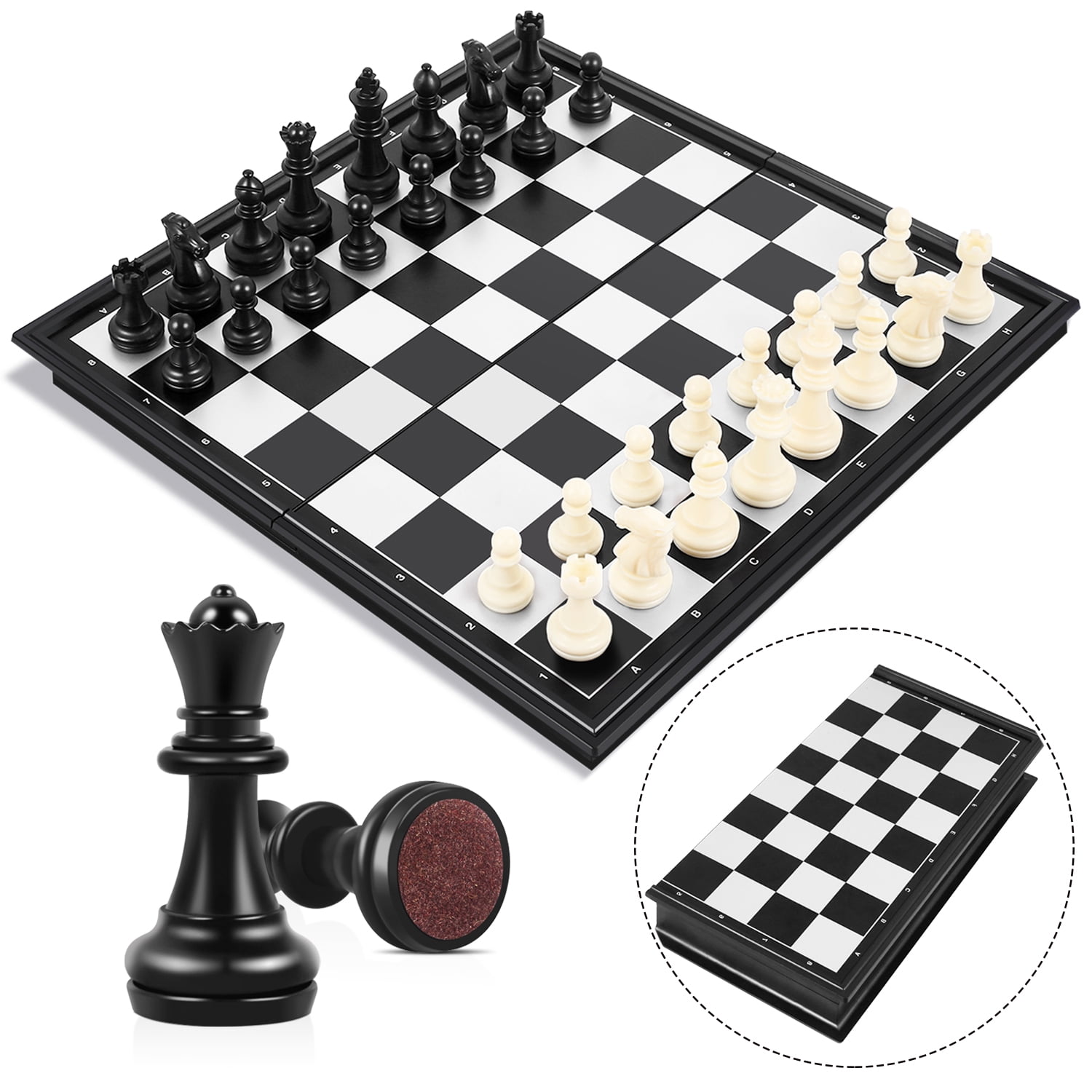 hpl staunton chrome & black chrome chess men set - no board