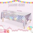 thumbnail image 3 of Yhmxh Iridescent Checkered and Purple Plastic Tablecloths Shiny Disposable Laser Rectangle Table Covers Foil Tablecloth Iridescent Party Decorations Birthday Bridal Baby Shower, 54x108Inch, 3 of 6