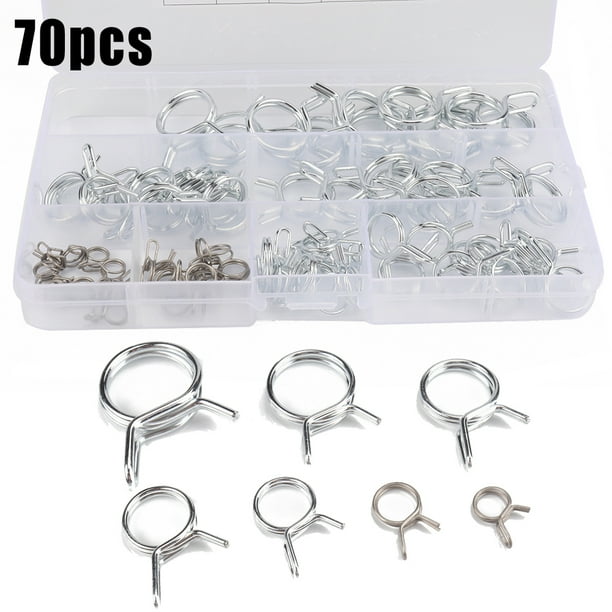 70Pcs Double Wire Fuel Line Hose Tube Spring Clamp Assortment Kit Φ6