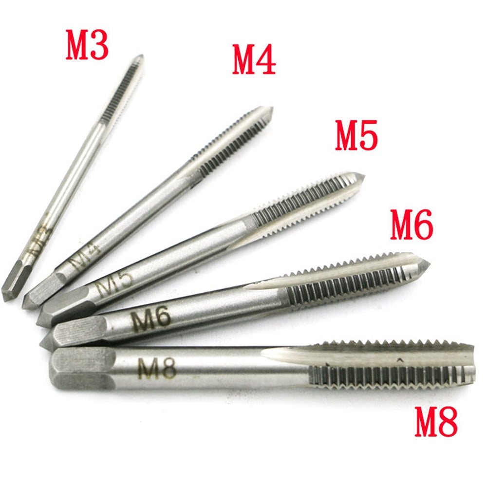 5PCS HSS M3 M4 M5 M6 M8 Machine Hand Screw Thread Metric Plug Tap Drill Set 