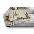 thumbnail image 3 of Vintage Soft Flannel Fleece Throw Blanket, European Landmark Traveller Tourist Cities Italy France Spain Sketchy Image, Cozy Plush for Indoor and Outdoor Use, 50" x 60", Brown and Cream, by Ambesonne, 3 of 6