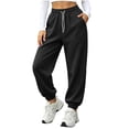thumbnail image 3 of Women Solid Jogger Sweatpants Sevevn Elastic Drawstring High Waist Relaxed Fit Trousers With Side Pockets, Varied Solid Color Choices For Gym Training Home Lounging And Everyday Casual Outfits, 3 of 7