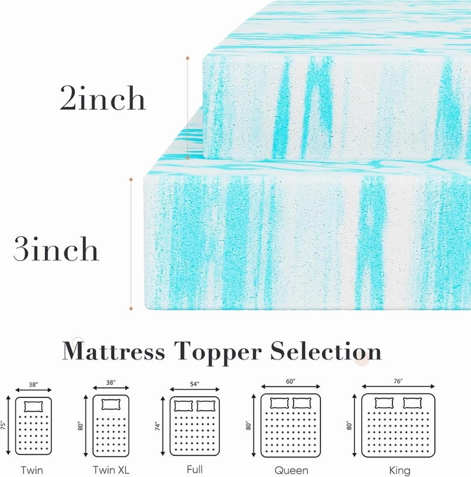 Sybels 2 Inch Full Size Gel Memory Foam Mattress, Relieve back pain, CertiPUR-US Certified