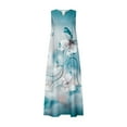 thumbnail image 5 of SMihono Robe Maxi Bohème d'Été pour Femmes Grande Taille Mode d'Été Imprimée Col en V Sans Manches Robe à Enfiler avec Poches Robe de Plage, 5 of 5