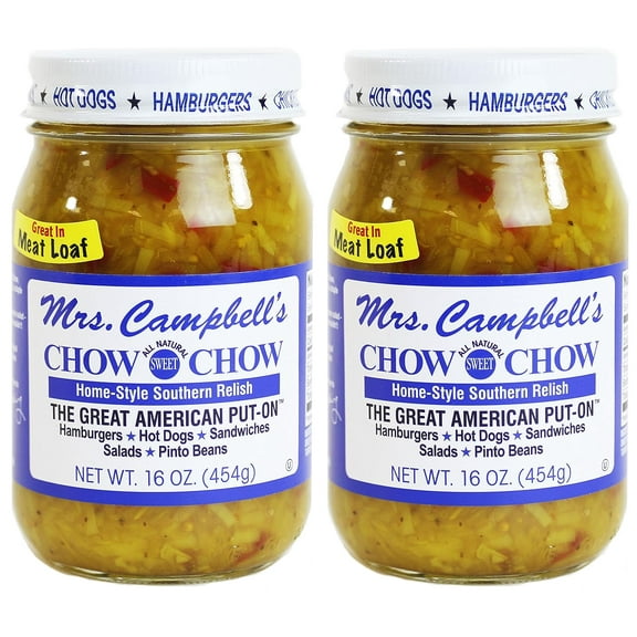 All Natural Sweet Southern Chow Chow Relish, 16 Oz Glass Jar (Pack Of 2)