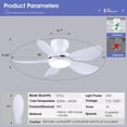 thumbnail image 5 of PHORUS 36'' Smart Ceiling Fan with Lights, Modern Flush Mount Low Profile Ceiling Fan, APP & Remote Control, Dimmable 3CCT LED, Quiet 6-Speed Fan for Bedroom,White, 5 of 5
