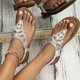 thumbnail image 4 of Mujeres sandalias planas con arco soporte zapatos tang sandalias romanas rhineston sandalias cómodas para el verano elegante, 4 of 6