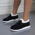 thumbnail image 4 of Winter Shoes Women Fleece Lined Low-Top Slip Ons Comfortable Flats Fur Lace Up Loafers Casual Canvas Sneakers, 4 of 6