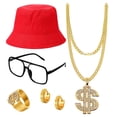 thumbnail image 4 of Disfraces de hip hop, accesorios de rapero, atuendos, anillo de signo de dólar para disfraces. Rojo, 4 of 9