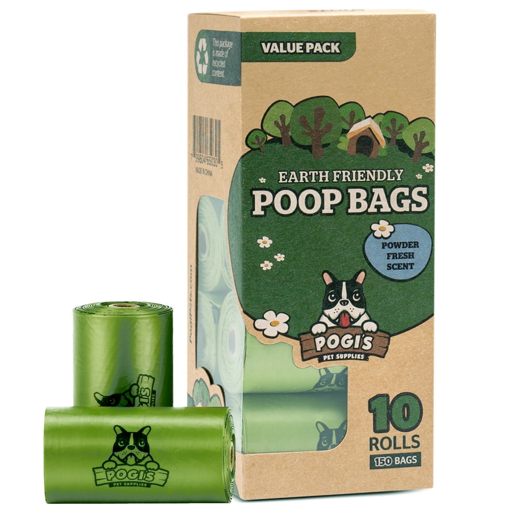 Pogi’s Poop Bags 10 Rolls (150 Dog Poop Bags) Scented, LeakProof