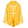 thumbnail image 4 of Conjuntos de ocio de 3 piezas para mujer, Tops abiertos en la parte delantera, Tops cortos y pantalones cortos, conjuntos cómodos de traje con cintura elástica Wmkox8yi  bvn2681, 4 of 9