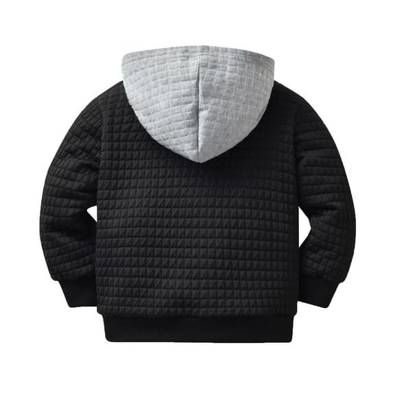 Vedolay Boys 2023 Suit Jackets Boys Jacket Letter Print Long Sleeve Color Block Winter Coat,Black 12-18 Months