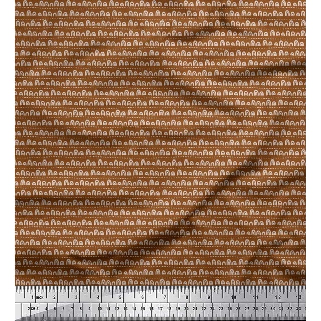 Soimoi Poly Georgette Fabric Artistic Waves Abstract Printed Craft Fabric by the Yard 52 Inch Wide