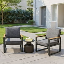 Resenkos Outdoor Dining Room Chairs, Patio Kitchen Chairs,Patio Aluminum Sofa Modern Armchairs Set of 2 for Balcony-Grey